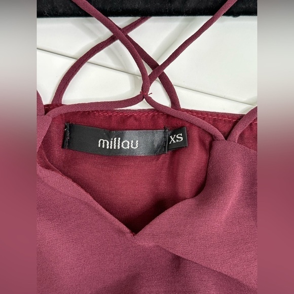 Millau Women Burgundy Cropped Spaghetti Strap Camisole - Picture 3 of 3